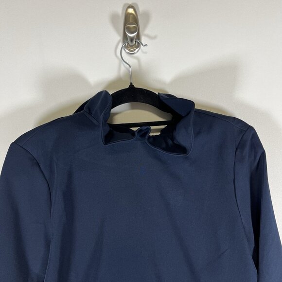 Tuckernuck NEW Navy Faye Preppy Bow Ruffle‎ Collar 3/4 Sleeve Blouse Size Large - Picture 3 of 10